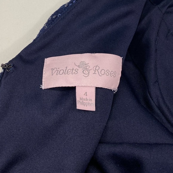 Violets & Roses - Lace & Sequins Blue/Silver Full-Length Formal/Prom Gown, EUC 4 - Picture 12 of 16